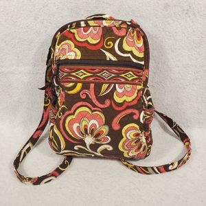 Vera Bradley Brown Paisley Floral Campus Cotton Quilted Adjustable Backpack Bag
